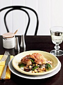 Chicken with chick pea salad and pancetta