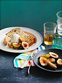 Grilled, panetonne slices with caramelized figs and vanilla ice cream