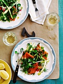 Smoked trout with asparagus salad
