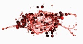 Cranberries with a juice splash