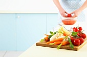 Vegetables being prepared