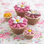 Easter cupcakes decorated with sugared almonds