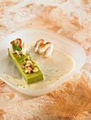 Watercress panna cotta with sole