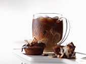 Iced Coffee with Bite Sized Brownie Dessert
