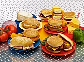 Variety of Sandwiches and Burgers on Assorted Breads