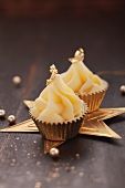 Christmas confectionery decorated with gold leaf