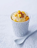 Mango ice cream with fruit pieces
