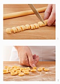 Orecchiette pasta being made