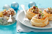 Vol-au-vents with herring salad for Christmas