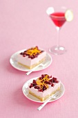 Cranberry mousse bars with dried cranberries