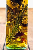 Porcini mushroom oil with herbs and rosemary