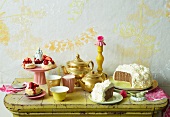 Tea with scones, walnut cake and Earl Grey tea cream