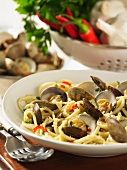 Linguine with clams and chilli peppers