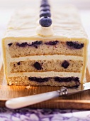 Blueberry cake with marzipan buttercream