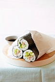 Maki rolls filled with tuna and avocado