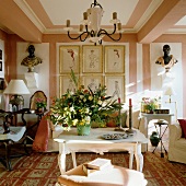 Large bouquet in elegant, French-style living room