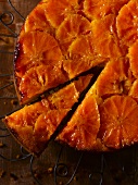 Clementine cake, sliced (seen from above)