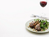 Lamb chops with a mixed leaf salad