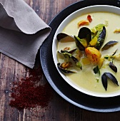 Creamy soup with mussels