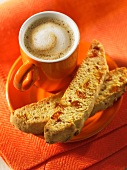 Cappuccino and apricot biscotti