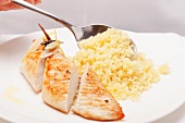 Roast chicken breast with couscous