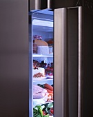 A view into a fridge