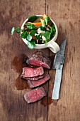 Flank steak with watercress salad