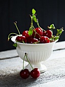 A bowl of sour cherries
