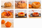 A Muscade de Provence pumpkin being prepared