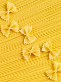 Spaghetti and farfalle pasta (detail)