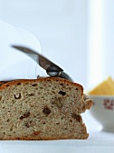 Nut bread with a knife