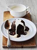 Sticky toffee pudding with cream