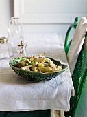 Penne pasta with chicken breast and peas