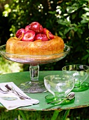 Savarin with red plums