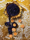 Apricot cakes decorated with gold leaf