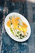 White asparagus with orange fillets
