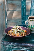 Chickpeas with a sepia salad