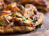 Homemade Barbecue Chicken Pizza; Close Up