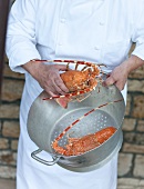 A chef with crayfish