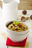 Raisin rice with slivered almonds for Christmas