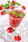 Cold tomato soup with basil