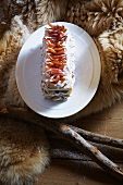 Yule log cake with chestnuts and candied oranges