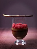 Chocolate mousse with raspberries