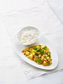 Green mango curry with rice