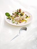 Brousse cheese with diced vegetables and tuna fish