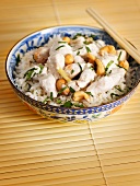 Hähnchen mit Ingwer, Kokos und Cashews auf Reis (Asien)