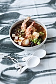 Mizo soup with prawns in tempura batter
