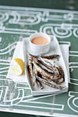 Fried sardines with rouille sauce