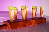 Ice cream cones filled with trout ceviche
