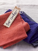 Linen cloths and a label with the words 'slow cooker' written on it